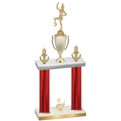 Double Red Carbon Fiber Second Place Majorette Trophy