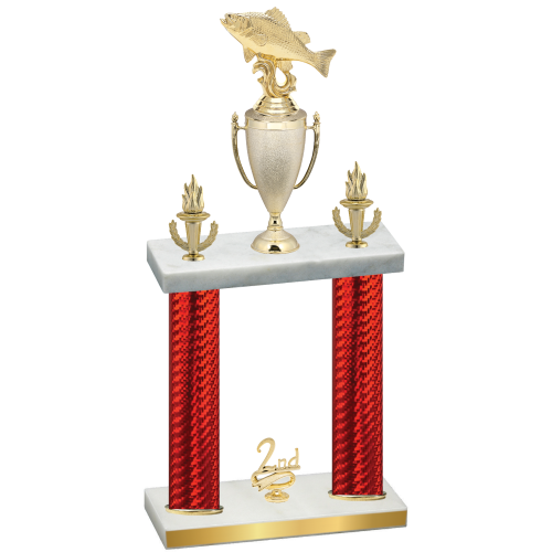 Double Red Carbon Fiber Second Place Fishing Trophy