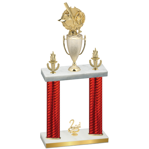 Double Red Carbon Fiber Second Place Baseball Trophy