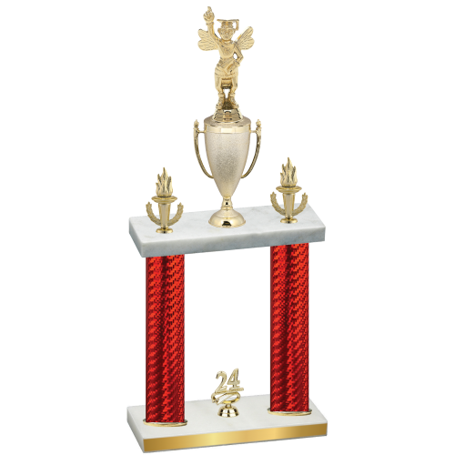 Double Red Carbon Fiber Year Academics Trophy