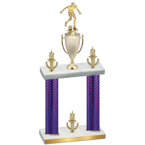 Double Purple Carbon Fiber Victory Soccer Trophy