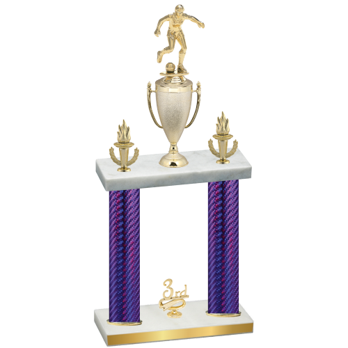 Double Purple Carbon Fiber Third Place Soccer Trophy