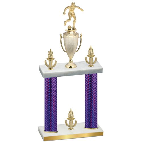 Double Purple Carbon Fiber Victory Soccer Trophy
