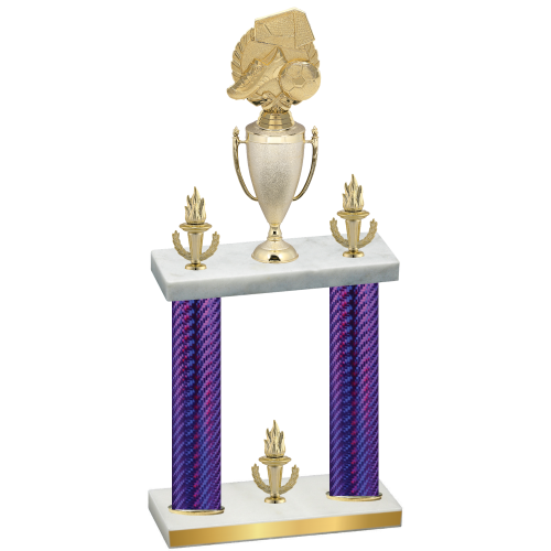 Double Purple Carbon Fiber Victory Soccer Trophy
