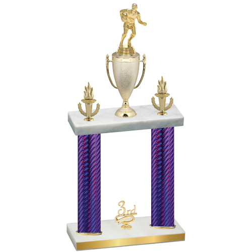 Double Purple Carbon Fiber Third Place Rugby Trophy