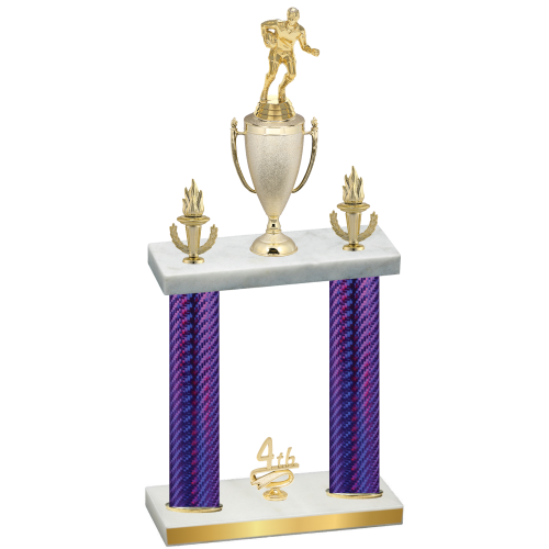 Double Purple Carbon Fiber Fourth Place Rugby Trophy