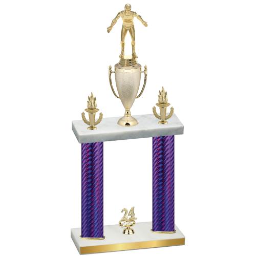 Double Purple Carbon Fiber Year Wrestling Trophy