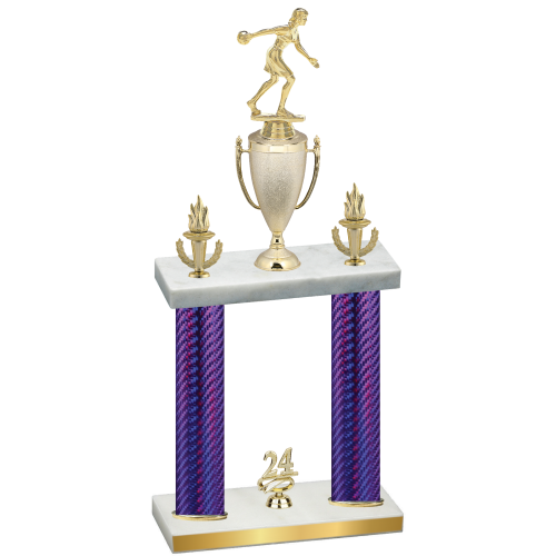 Double Purple Carbon Fiber Year Bowling Trophy