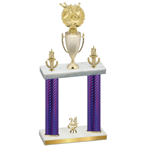 Double Purple Carbon Fiber Year Bowling Trophy
