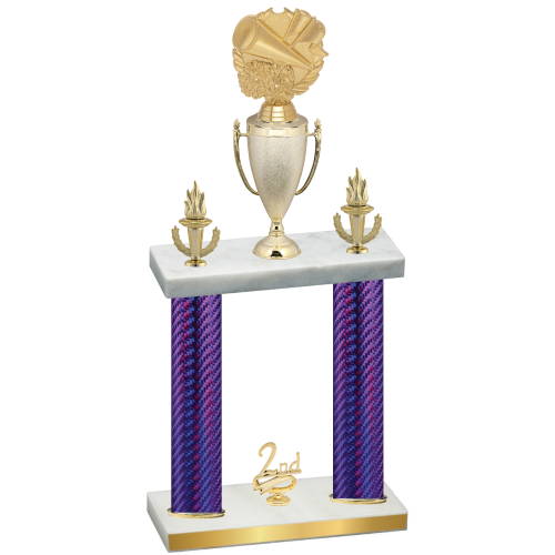 Double Purple Carbon Fiber Second Place Cheerleading Trophy