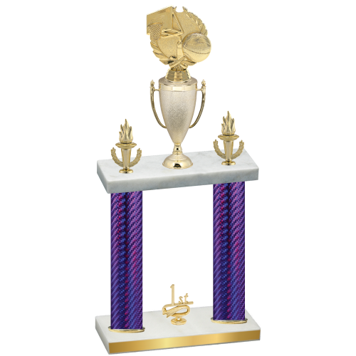Double Purple Carbon Fiber First Place Basketball Trophy