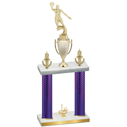 Double Purple Carbon Fiber First Place Basketball Trophy