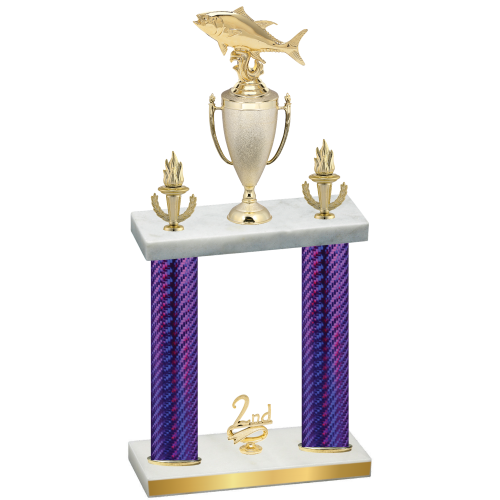 Double Purple Carbon Fiber Second Place Fishing Trophy