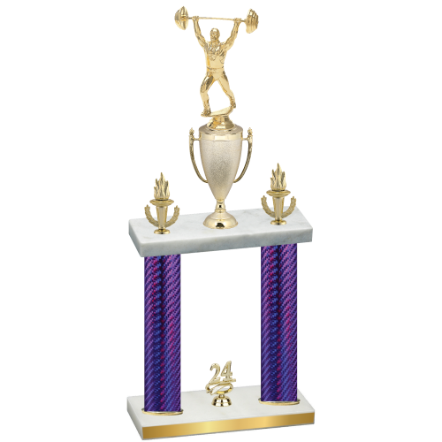 Double Purple Carbon Fiber Year Weights Trophy