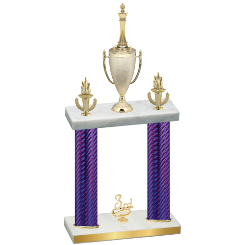 Double Purple Carbon Fiber Third Place Chess Trophy