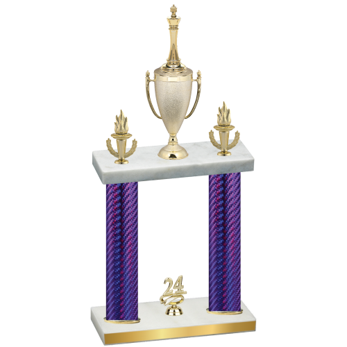 Double Purple Carbon Fiber Year Chess Trophy