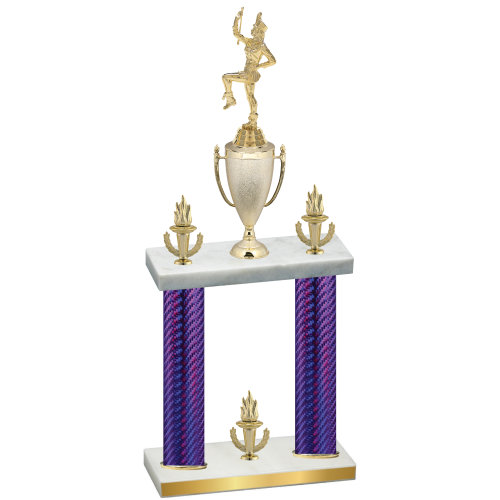 Double Purple Carbon Fiber Victory Majorette Trophy