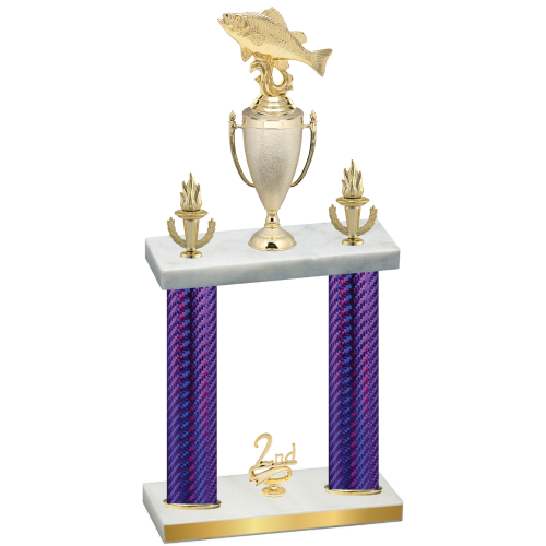 Double Purple Carbon Fiber Second Place Fishing Trophy