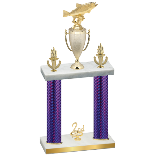 Double Purple Carbon Fiber Second Place Fishing Trophy