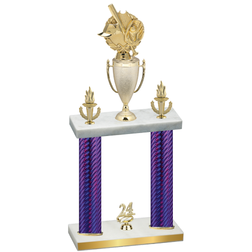 Double Purple Carbon Fiber Year Baseball Trophy