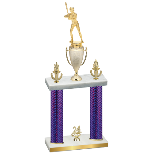 Double Purple Carbon Fiber Year Softball Trophy
