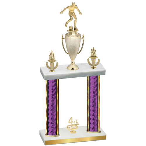 Double Purple Glacier Fourth Place Soccer Trophy