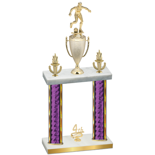 Double Purple Glacier Fourth Place Soccer Trophy