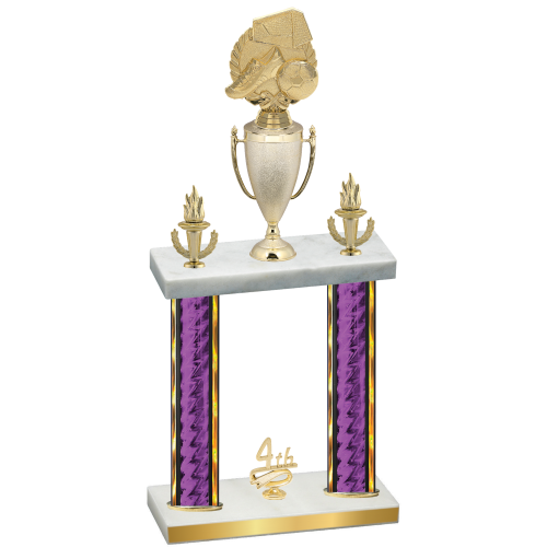 Double Purple Glacier Fourth Place Soccer Trophy