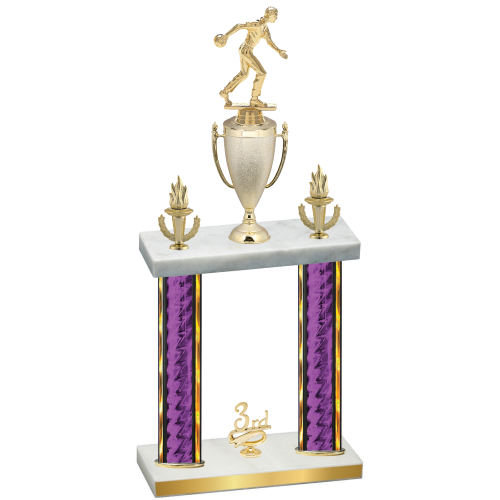 Double Purple Glacier Third Place Bowling Trophy