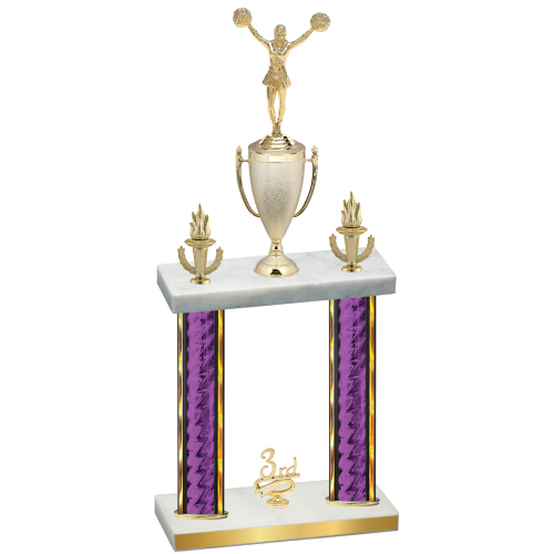 Double Purple Glacier Third Place Cheerleading Trophy