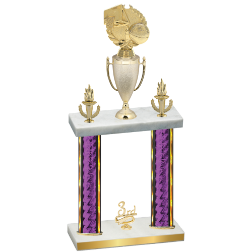 Double Purple Glacier Third Place Basketball Trophy