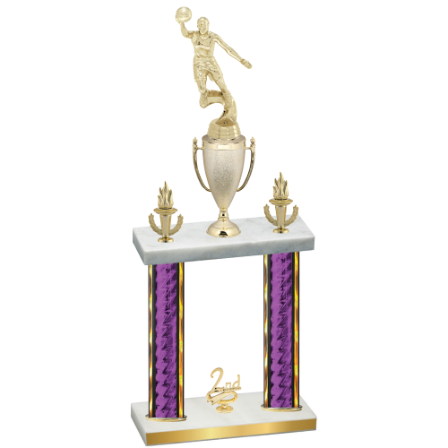 Double Purple Glacier Second Place Basketball Trophy