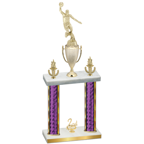 Double Purple Glacier Second Place Basketball Trophy
