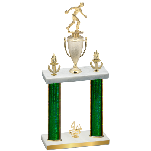 Double Green Glacier Fourth Place Bowling Trophy