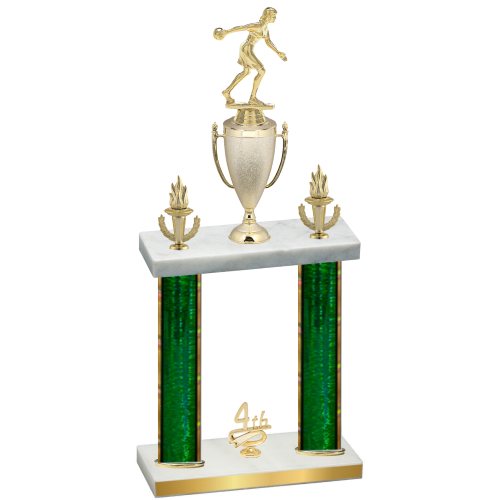 Double Green Glacier Fourth Place Bowling Trophy