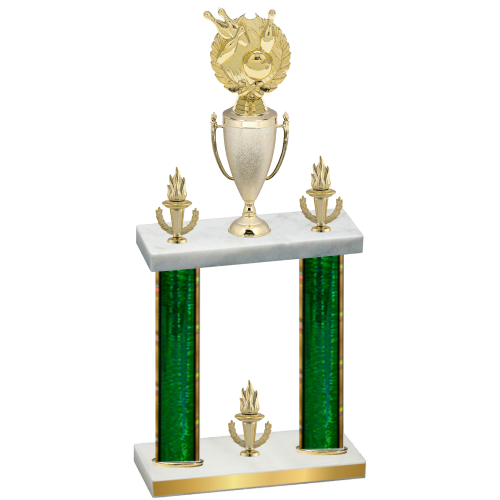 Double Green Glacier Victory Bowling Trophy
