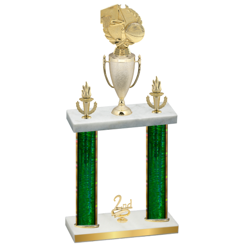 Double Green Glacier Second Place Basketball Trophy
