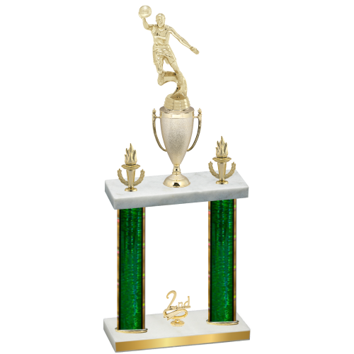 Double Green Glacier Second Place Basketball Trophy