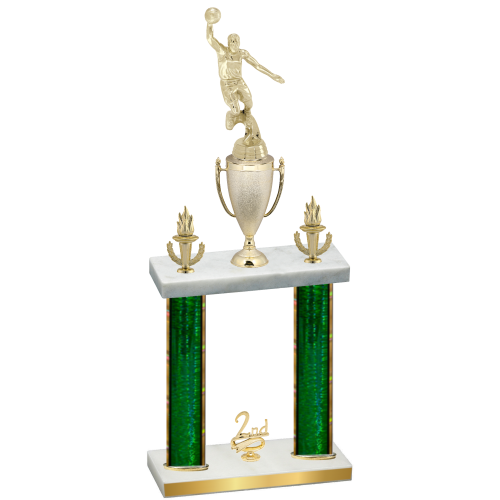 Double Green Glacier Second Place Basketball Trophy