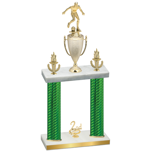 Double Green Carbon Fiber Second Place Soccer Trophy