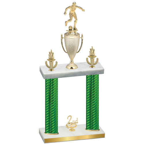 Double Green Carbon Fiber Second Place Soccer Trophy