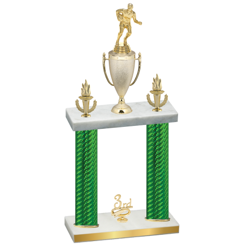 Double Green Carbon Fiber Third Place Rugby Trophy