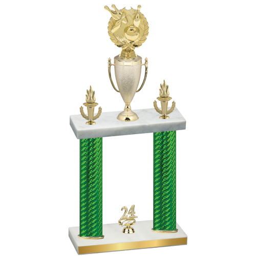 Double Green Carbon Fiber Year Bowling Trophy