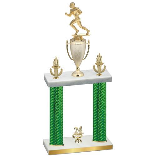 Double Green Carbon Fiber Year Football Trophy