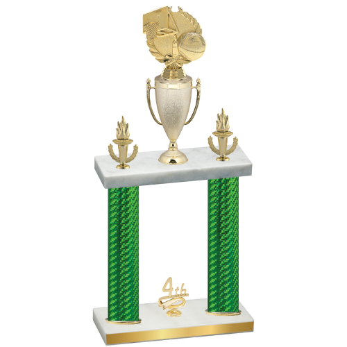 Double Green Carbon Fiber Fourth Place Basketball Trophy