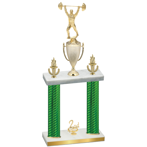 Double Green Carbon Fiber Second Place Weights Trophy