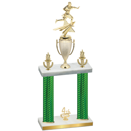 Double Green Carbon Fiber Fourth Place Flag Football Trophy