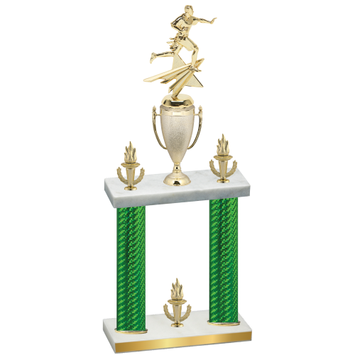 Double Green Carbon Fiber Victory Flag Football Trophy