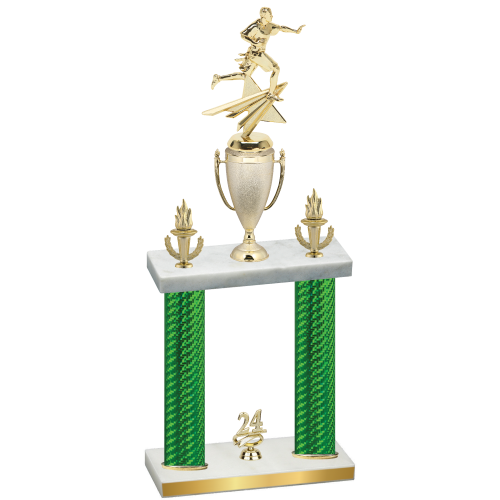 Double Green Carbon Fiber Year Flag Football Trophy