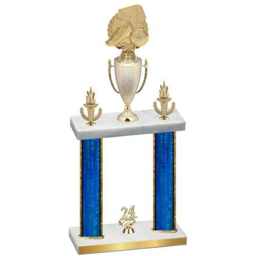Double Blue Glacier Year Soccer Trophy
